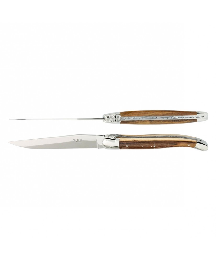 Set of 2 Laguiole Table Knives - Pistachio wood