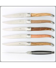 Set of 6 Laguiole Table Knives - Assorted woods