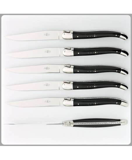Set of 6 Laguiole Table Knives - Ebony