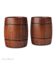 Set of 2 Wood Barrel Tumblers