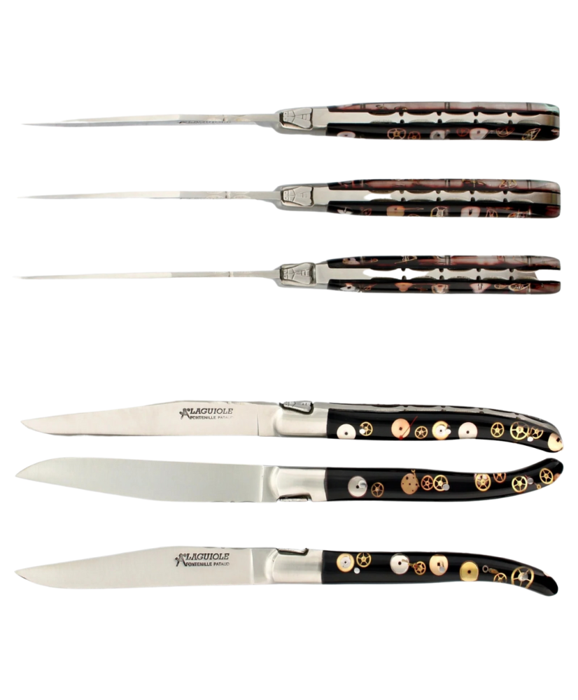 Set of 6 Laguiole Table Knives - Watch mechanisms