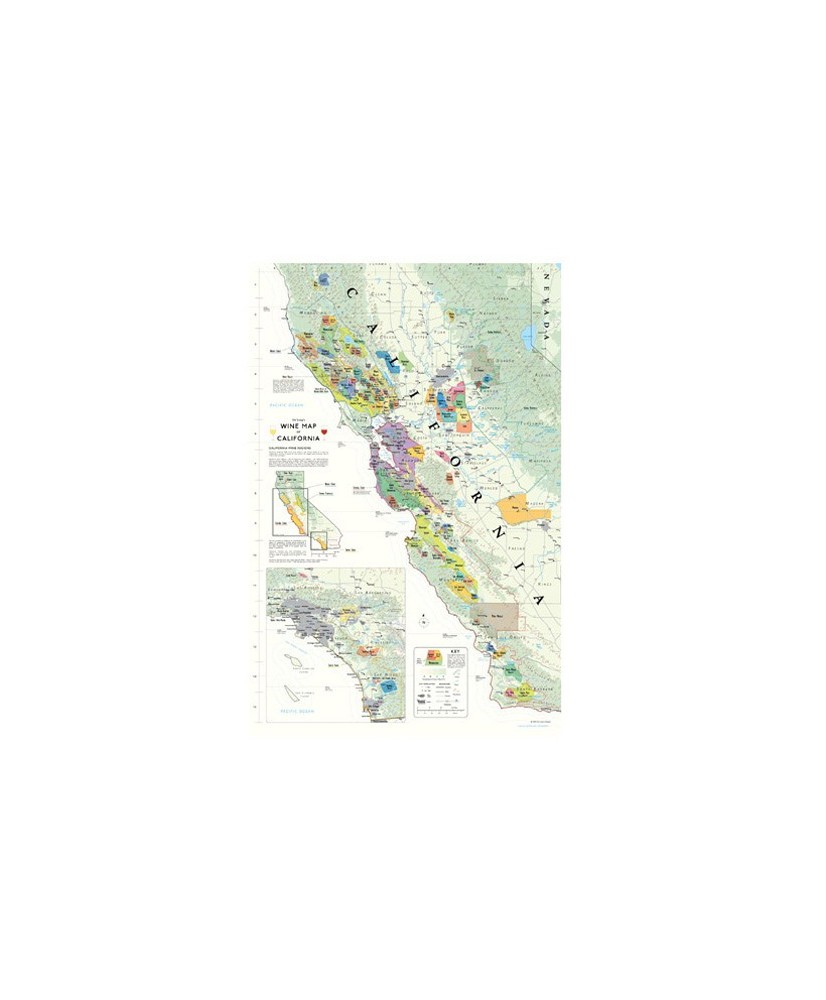 Carte mappe des vins de Californie