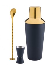 Cocktail Shaker Set 3 pcs Black and Gold