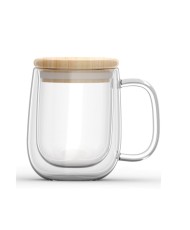 Tasse Double Paroi avec Couvercle en Bambou 350ml