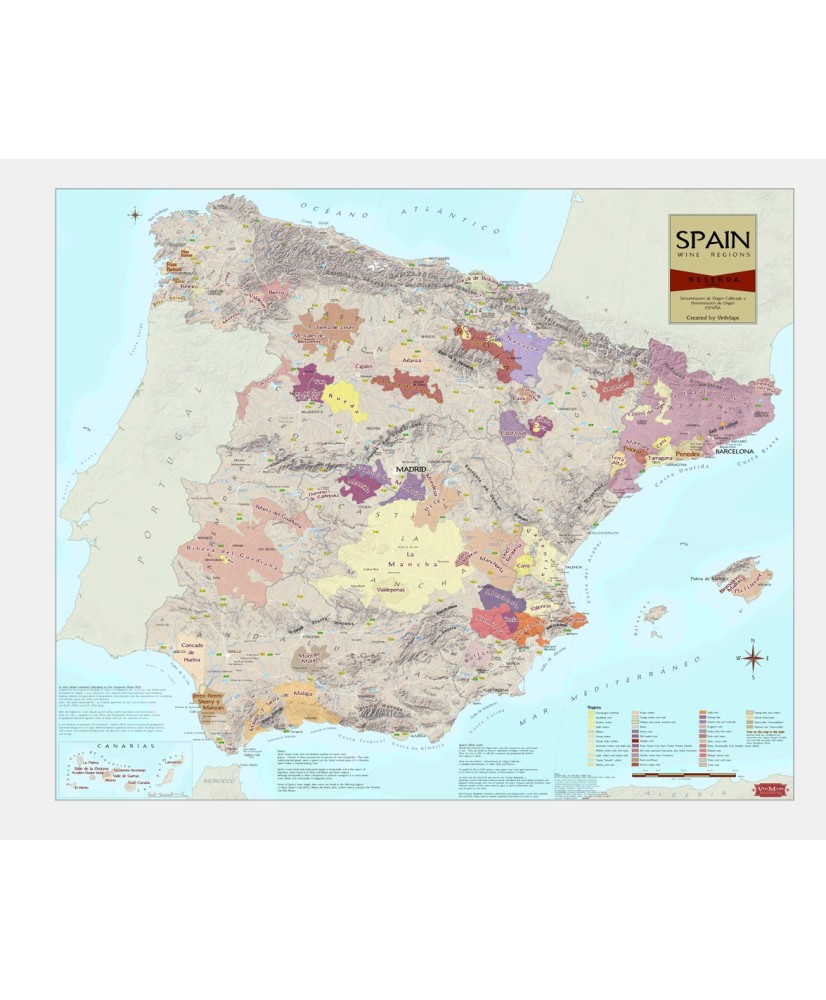 Mappe Vinicole Région de l'Espagne