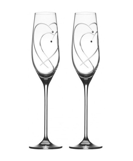 2 Coeurs Entrelacés - Flûtes à Champagne