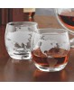 Set of 2 Whisky Glass Etched Globe