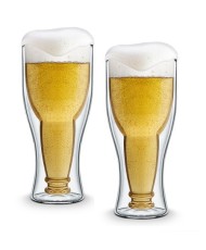 2 Beer Glasses Double Walled