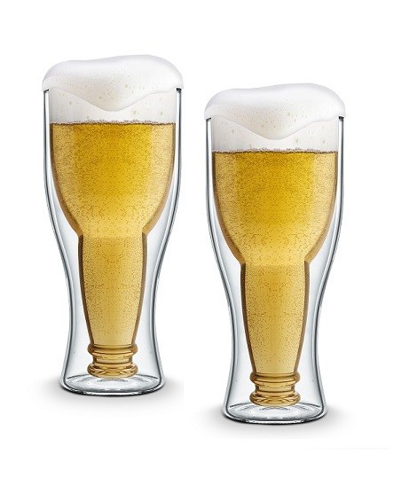 2 Beer Glasses Double Walled