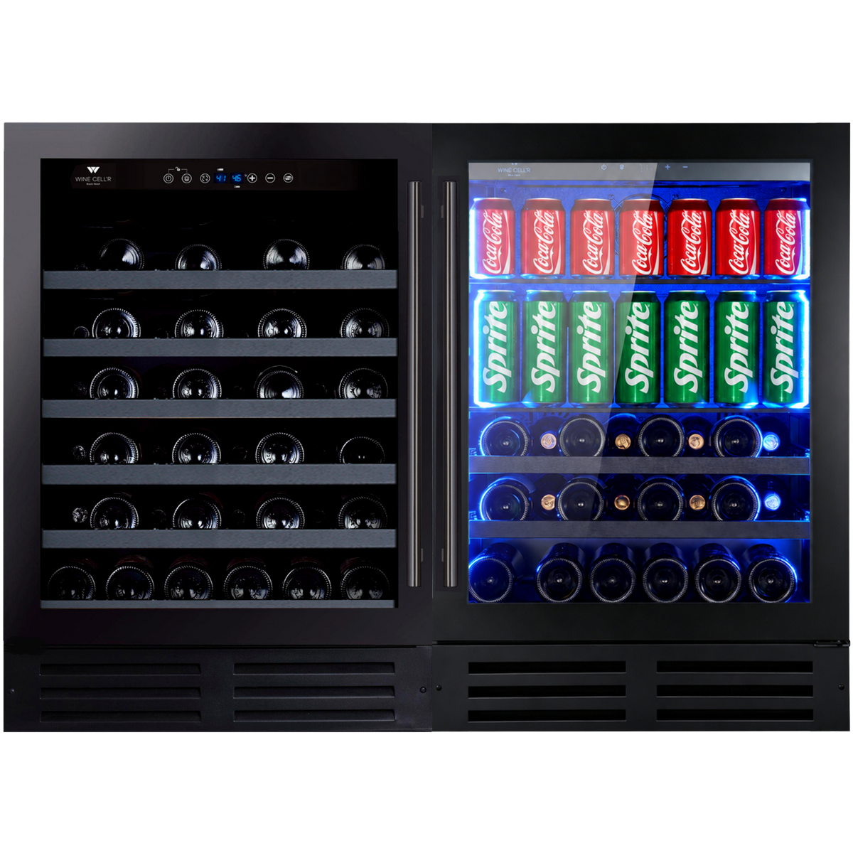 Wine Cell’R Wine Cellar & Beverage Center – Black Pearl Collection | 2 Zones – 68 Bottles + 84 Cans