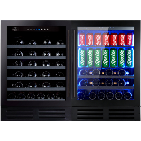 Cellier à vin et centre de breuvage Wine Cell’R – Collection Black Pearl | 2 zones – 68 bouteilles + 84 canettes