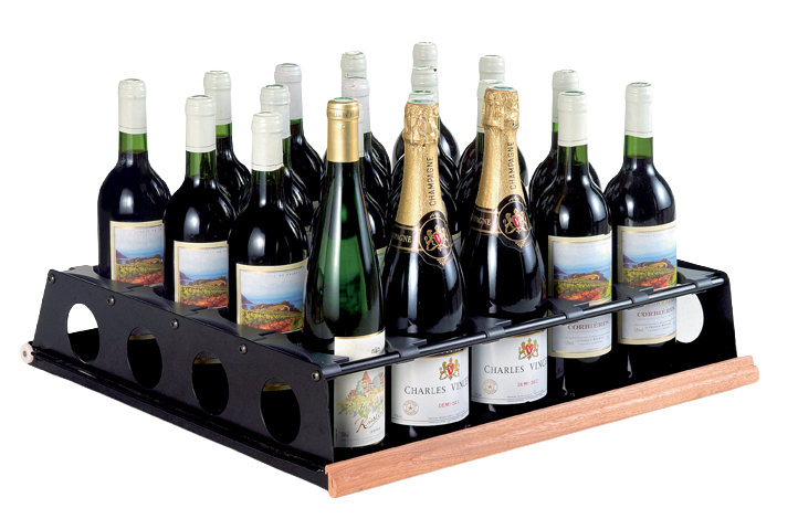 Sliding shelf for wine-by-the-glass service