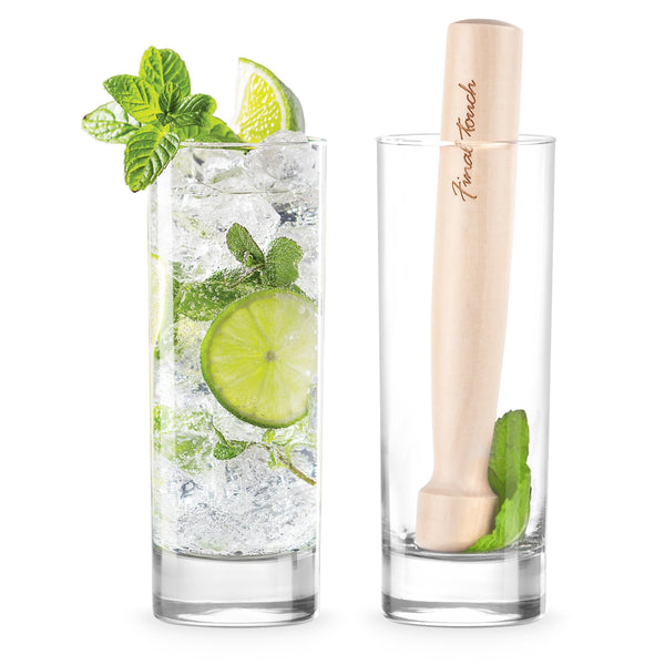 Mojito Glass & Muddler Set - Glass & Wood / Giftbox