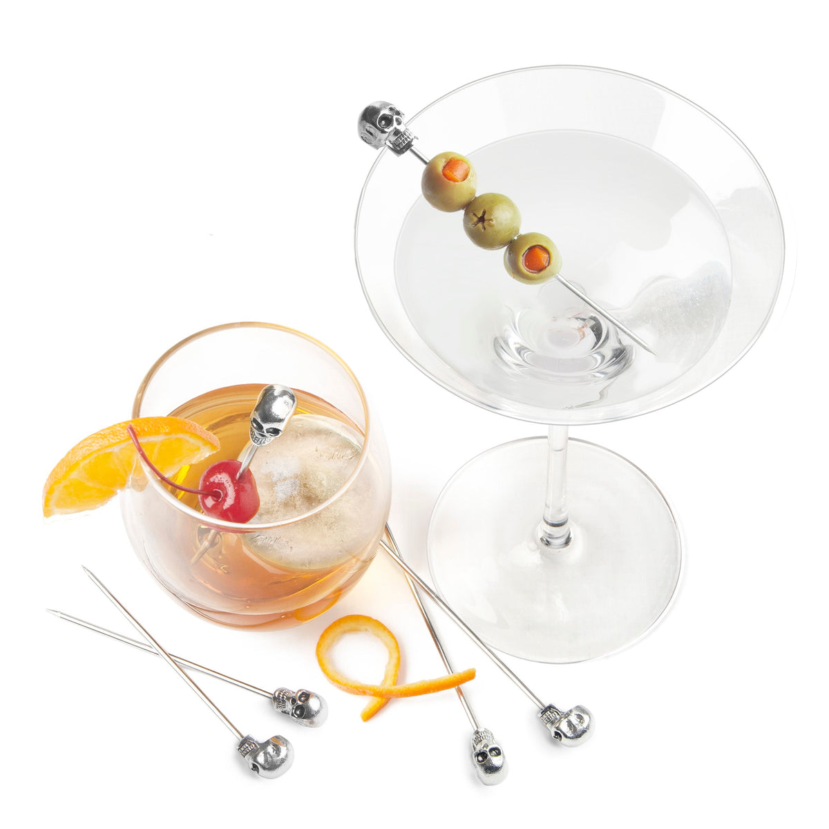 Brain Freeze Skull Cocktail Picks - Stainless Steel / stainless steel / hanging box
