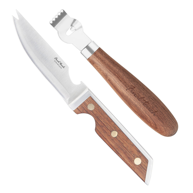 Bar Knife & Zester Set - Stainless Steel, Wood and Brass / Giftbox