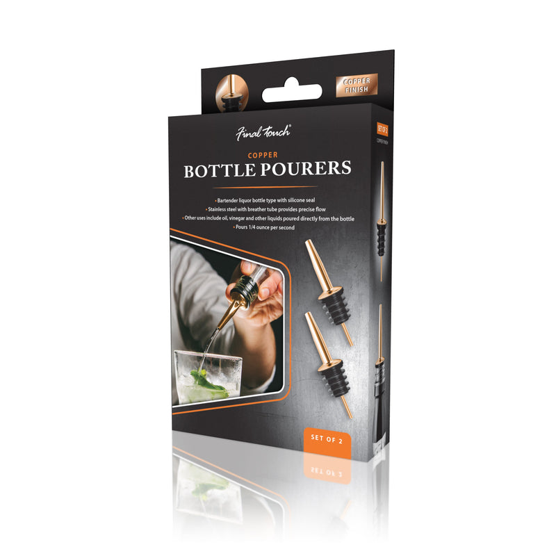 Liquor Bottle Pourers - Copper Plated / Stainless Steel & Silicone / Giftbox