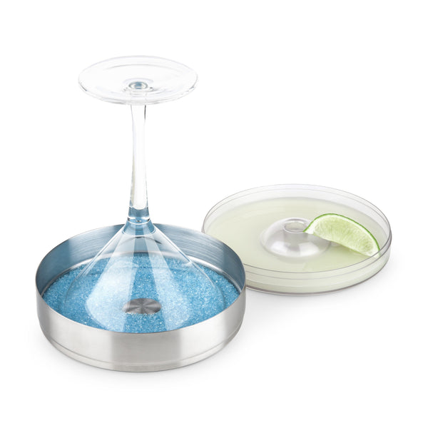 Stainless Steel Cocktail Rimming Tray - 1 stainless steel tray & 1 plastic BPA-free lid. / Giftbox