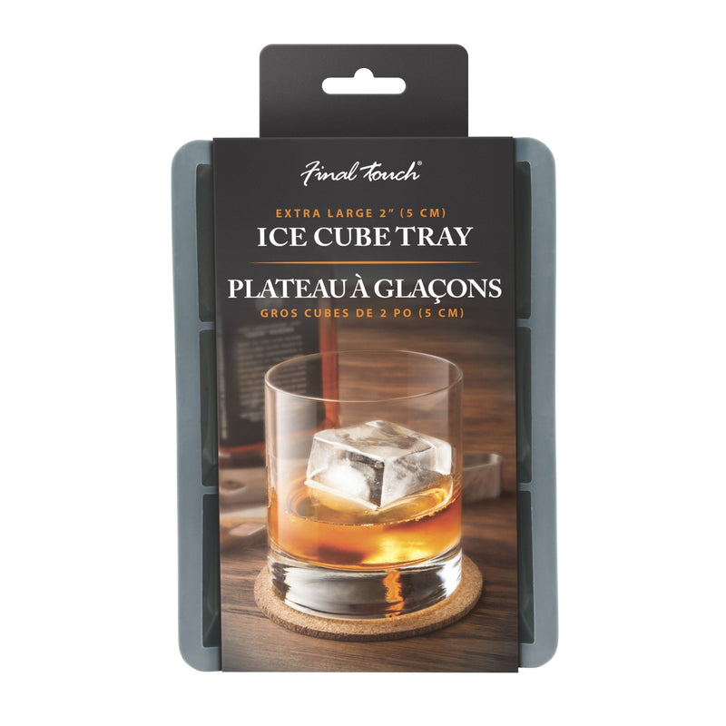 2" Extra-Large 6 Cube Ice Mould Tray - Silicone (BPA-free) / Carded