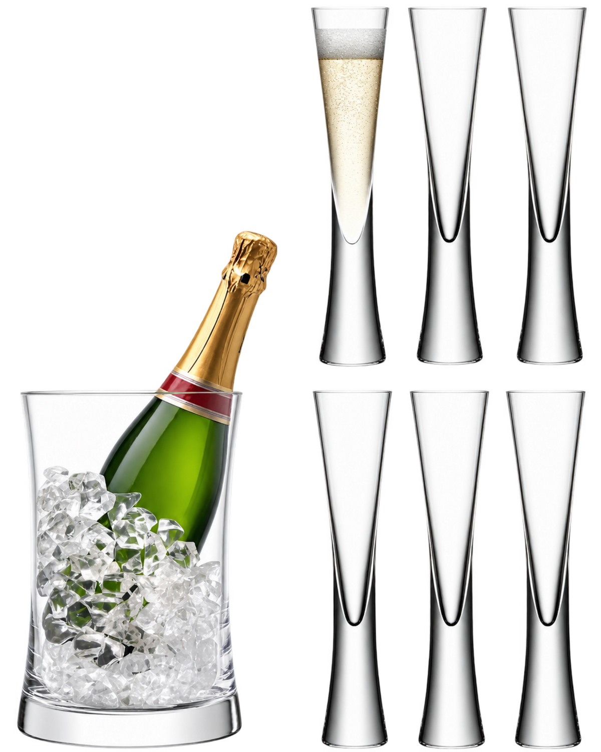 Set of 1 Bucket & 6 Champagne Flutes | Moya