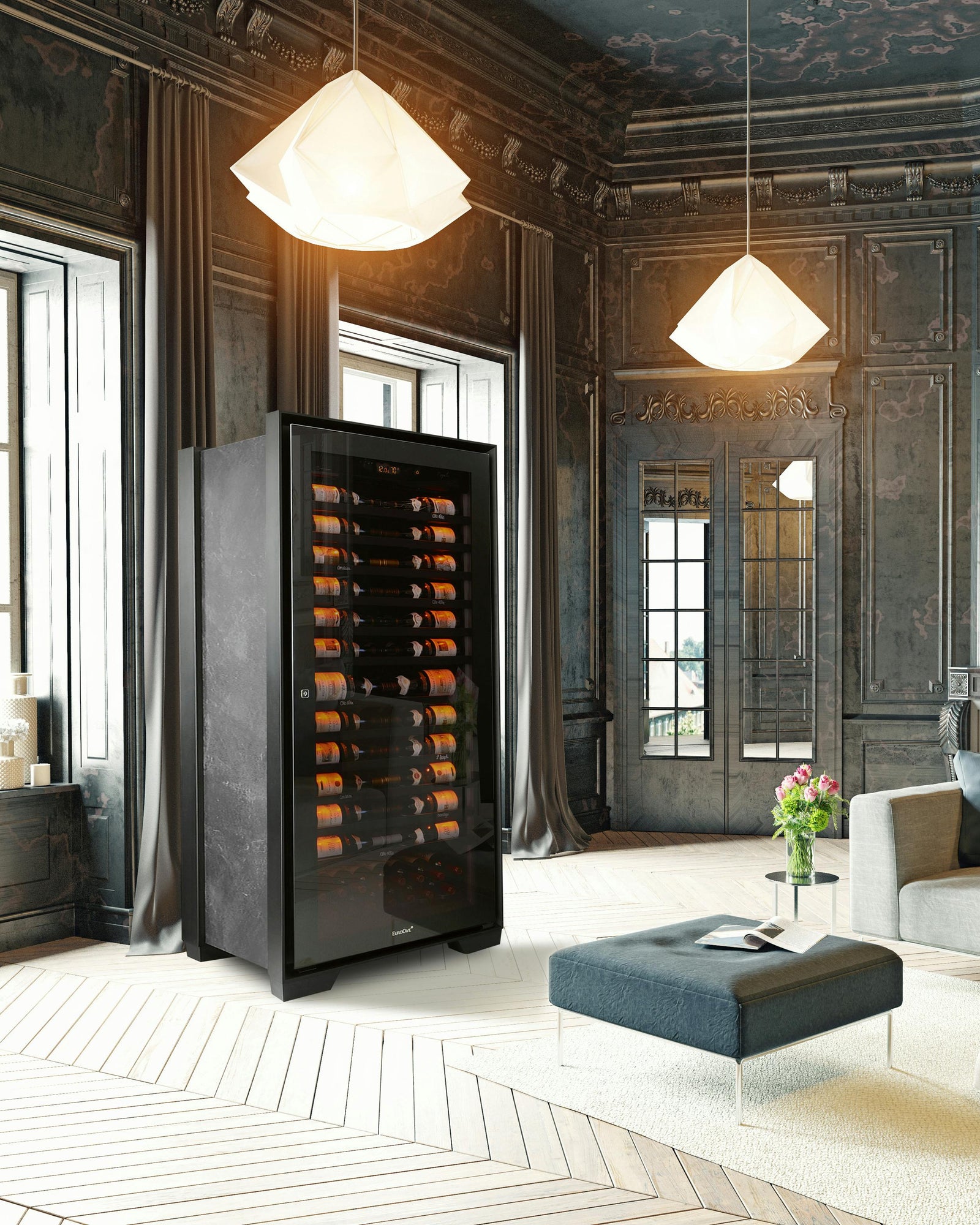 EuroCave Royale VROYALELGR – Cellier à vin d’exception, porte vitrée, design minéral