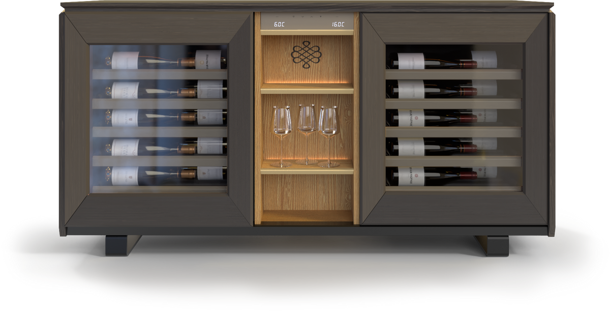 EuroCave Harmonie DHASLCPV - smoked brown body, light oak niche, glass door