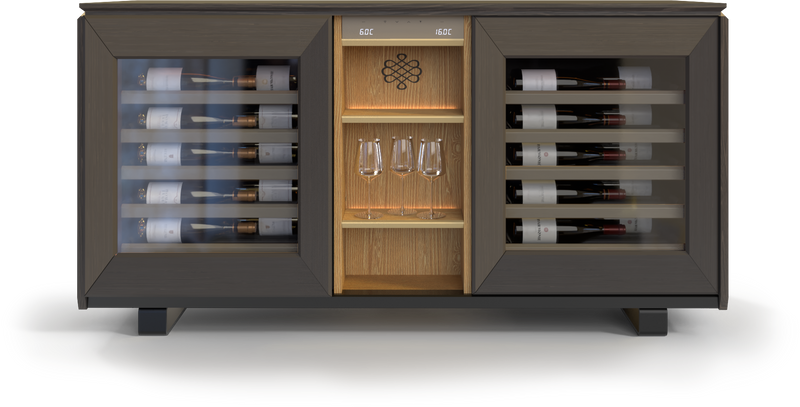 EuroCave Harmonie DHASLCPV - smoked brown body, light oak niche, glass door