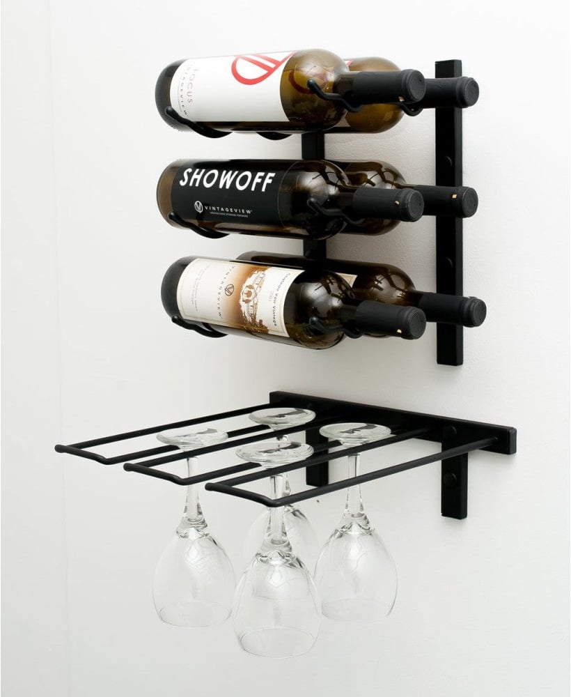 Support à Verres à Vin Mural - Série W - 4 Verres