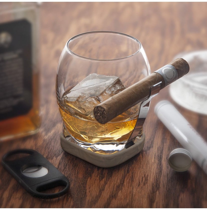 Verre à Whisky avec Porte Cigare