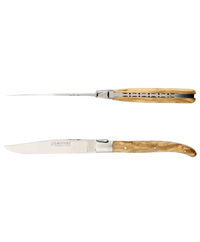 Set of 2 Laguiole Table Knives - Olive Wood