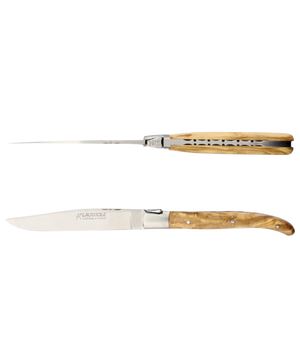 Set of 2 Laguiole Table Knives - Olive Wood
