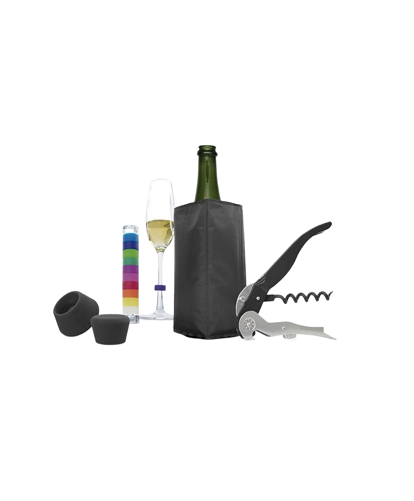 Ens. 5 mcx Identificateur/ Bouchons/ Sac/ Tire-Bouchon