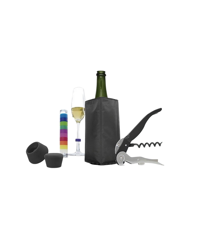 Ens. 5 mcx Identificateur/ Bouchons/ Sac/ Tire-Bouchon