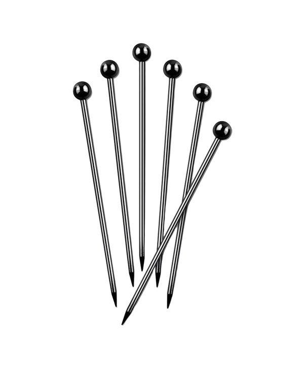 Set of 6 Black Chrome Cocktail Picks