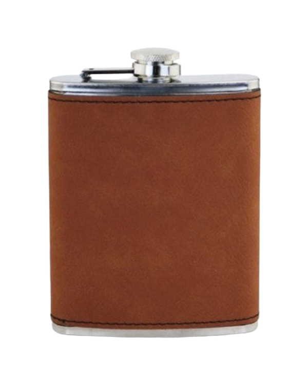 Flasque en Acier Inox & Similicuir Brut 8oz