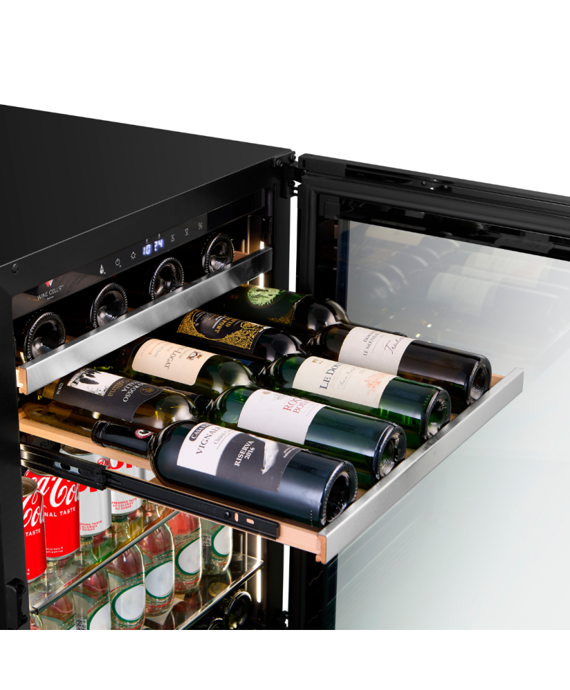 Wine Cell'R Beverage Centre | Titanium Panel Ready - 1 Zone - 16 Bottles + 92 Cans
