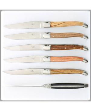 Set of 6 Laguiole Table Knives - Assorted Woods