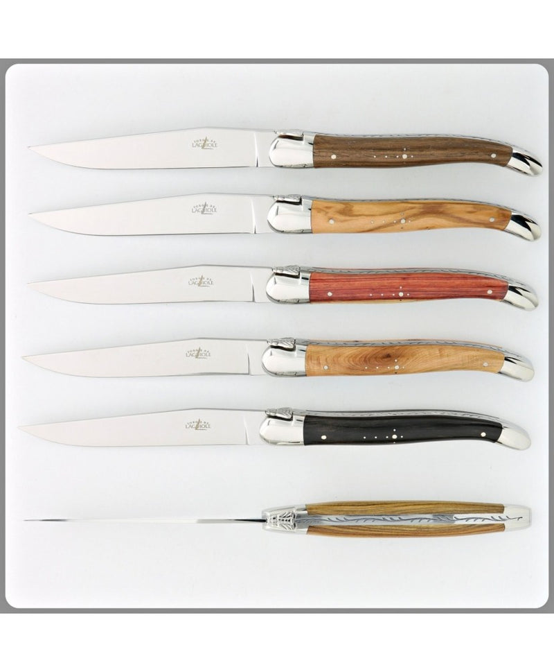 Ens. de 6 Couteau de Table Laguiole - Bois assortis
